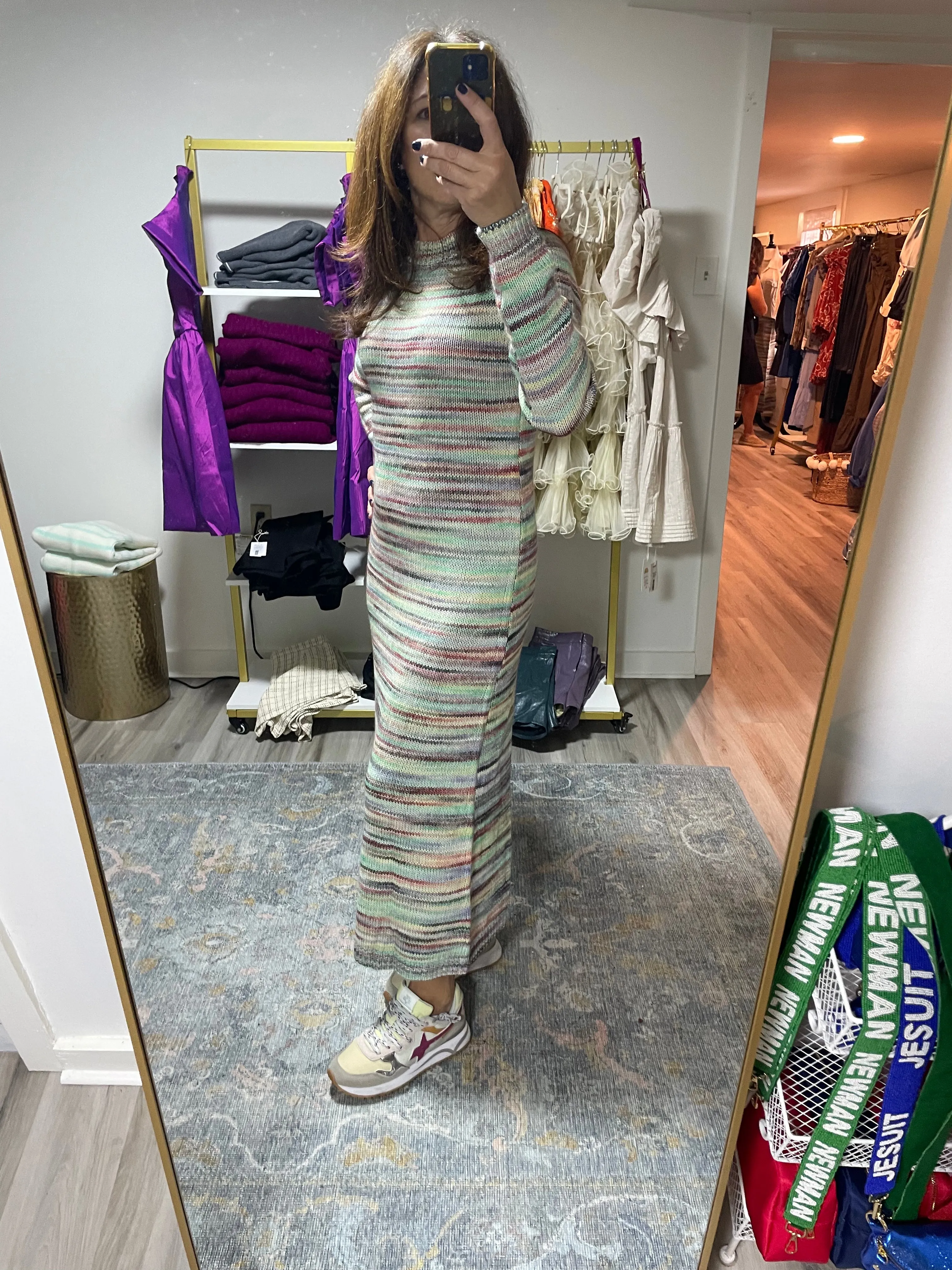 Multicolor Stripe Sweater Maxi Dress