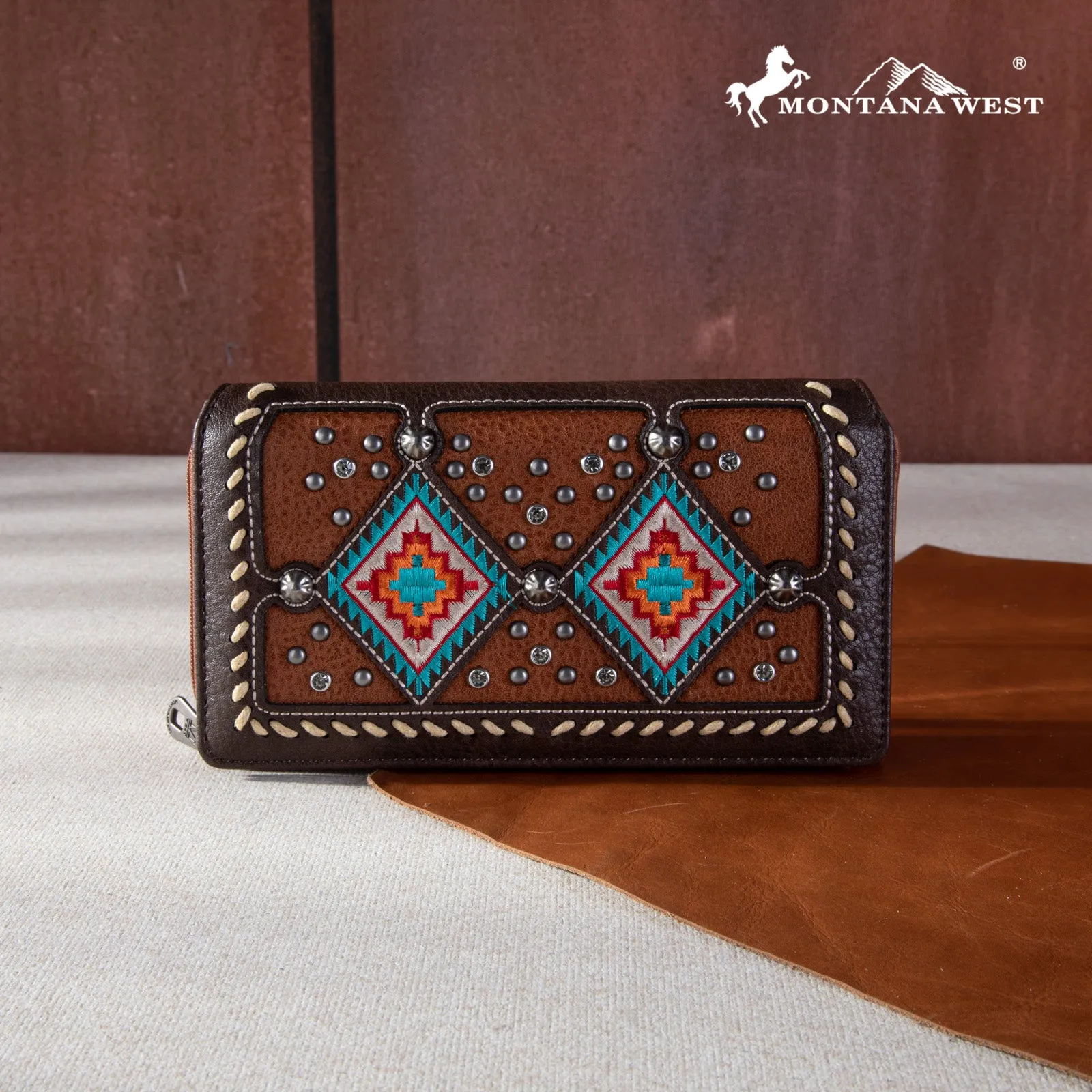 MW1254-W010 Montana West Buckle Aztec Collection Wallet