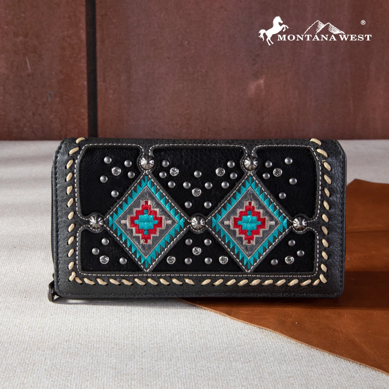 MW1254-W010 Montana West Buckle Aztec Collection Wallet