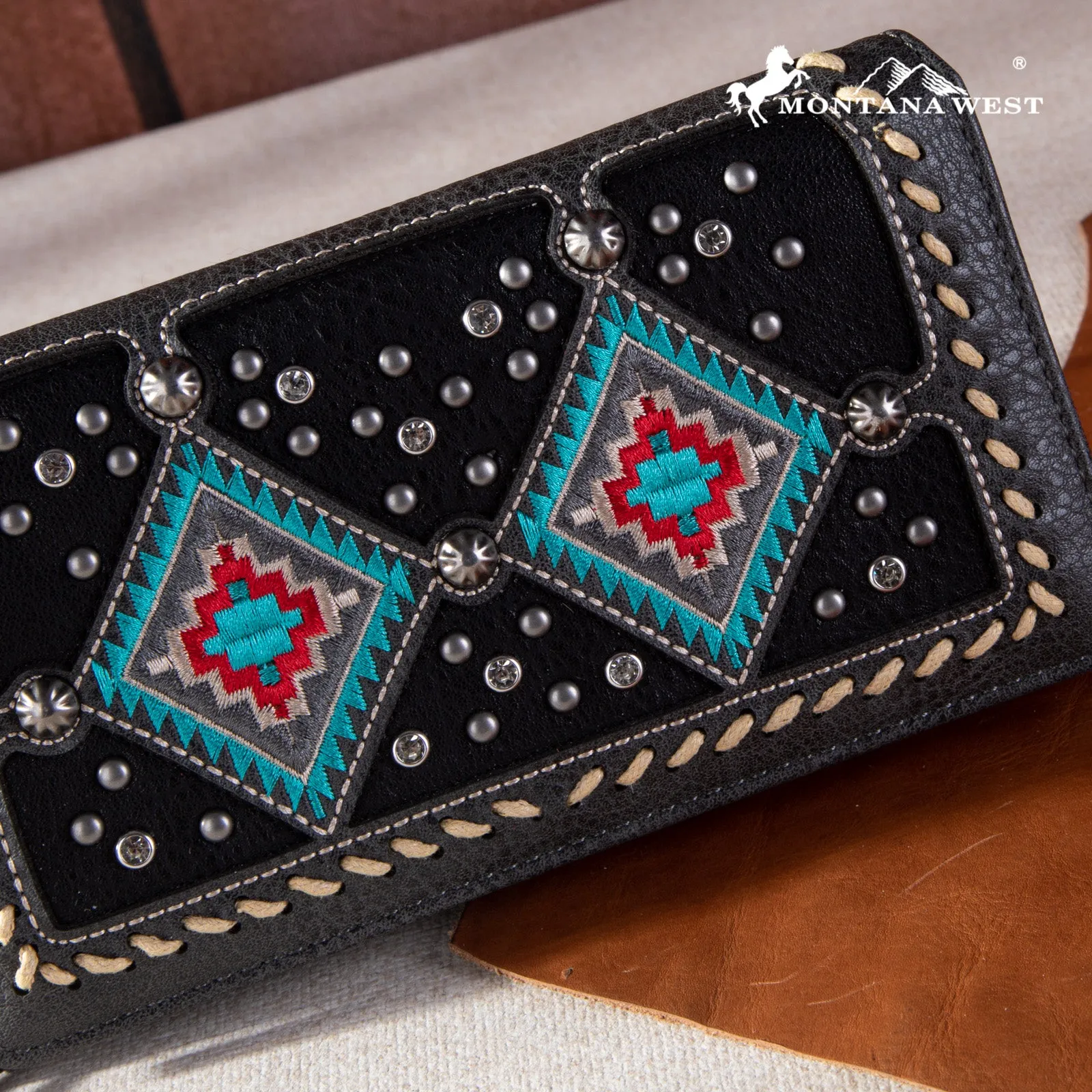 MW1254-W010 Montana West Buckle Aztec Collection Wallet