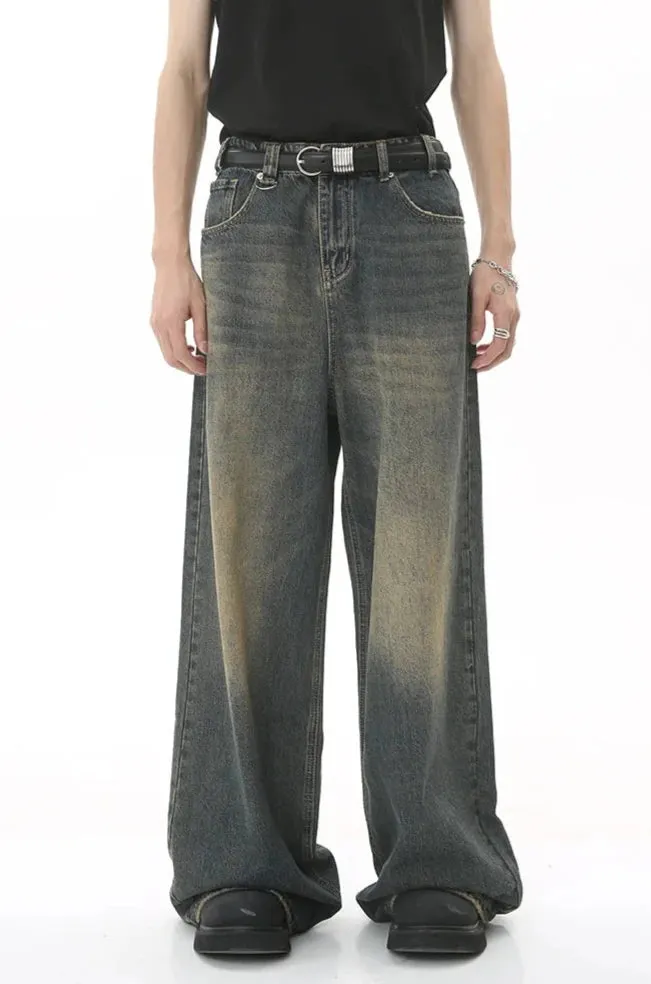 Navy Blue Desert Wash Baggy Jeans