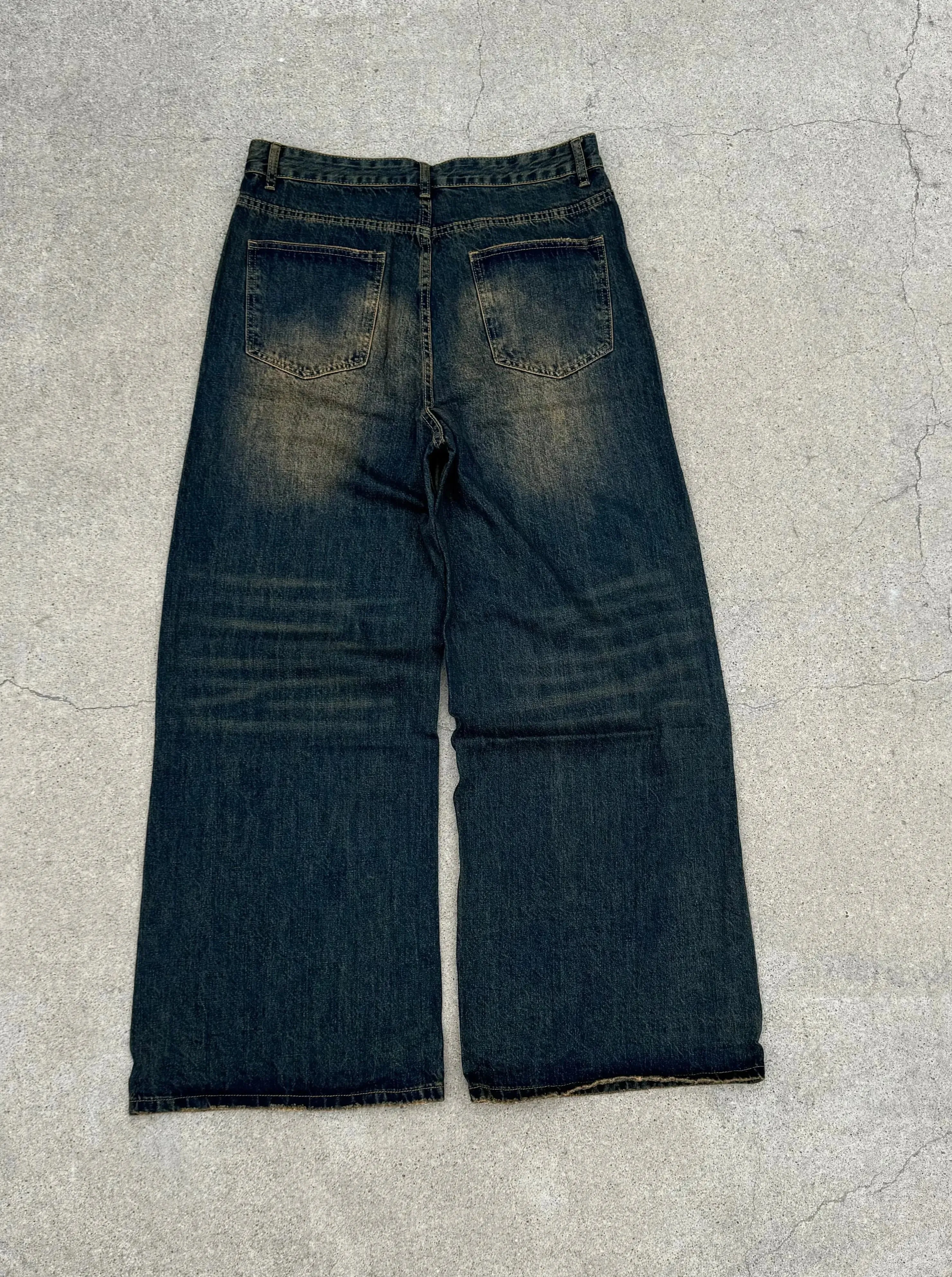 Navy Blue Desert Wash Baggy Jeans