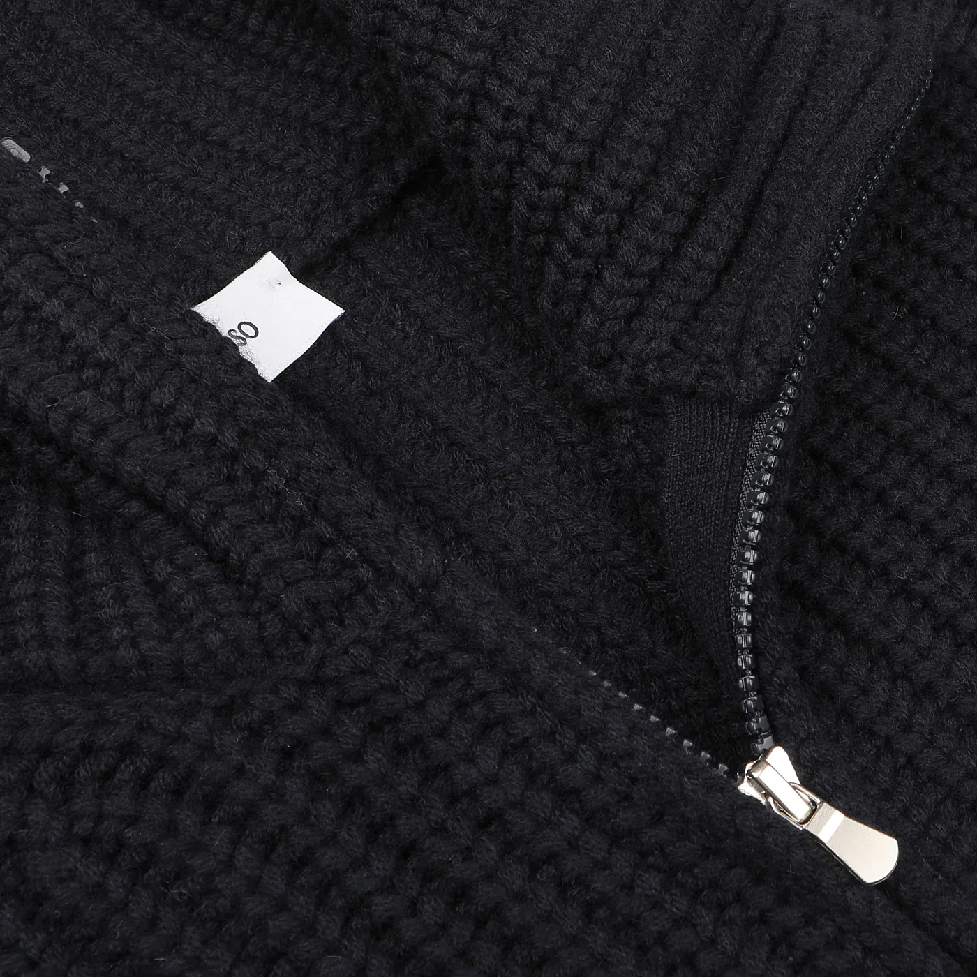 Navy Blue Wool Cashmere Heavy Knit Cardigan