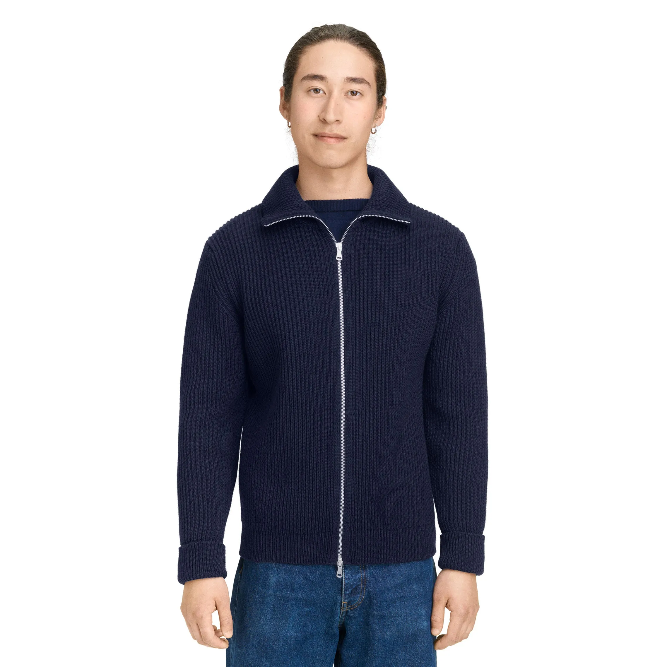 Navy Full-Zip Camel