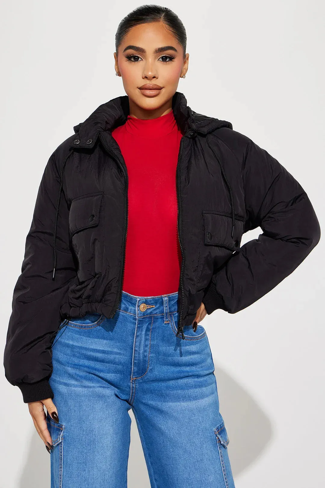 Nylon Puff Hood Jacket