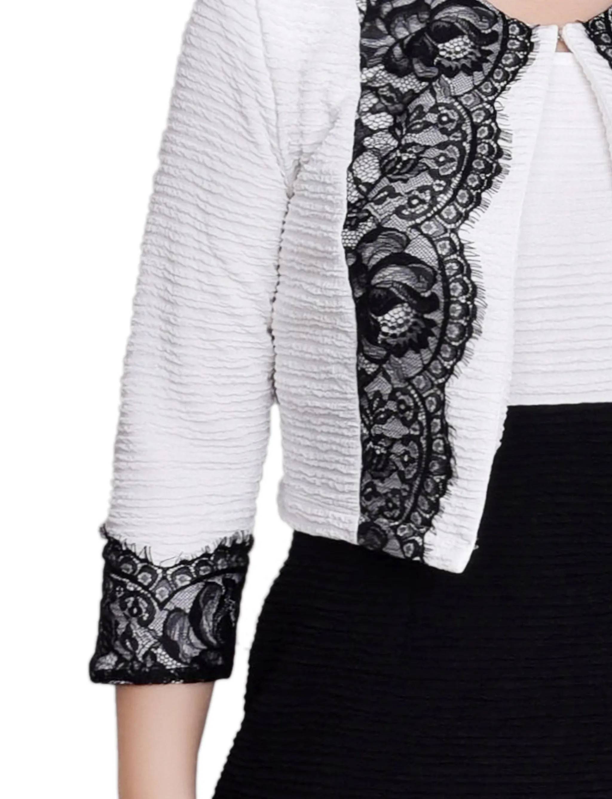 Petite Lace-Detail 2 Piece Textured Knit Dress Set