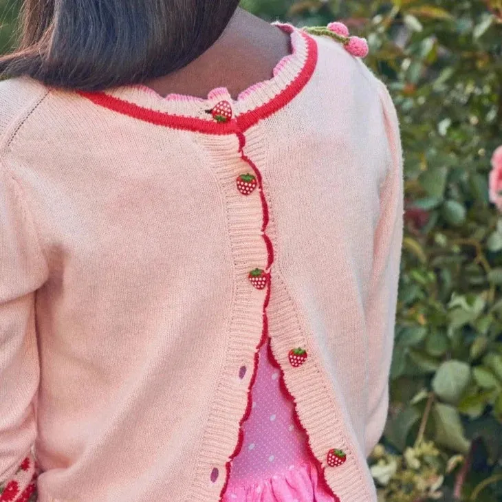 Pink Cherry & Strawberry Cropped Cardigan