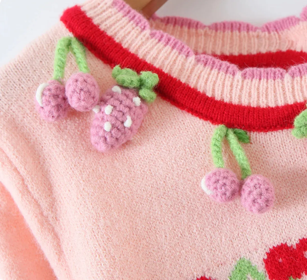 Pink Cherry & Strawberry Cropped Cardigan