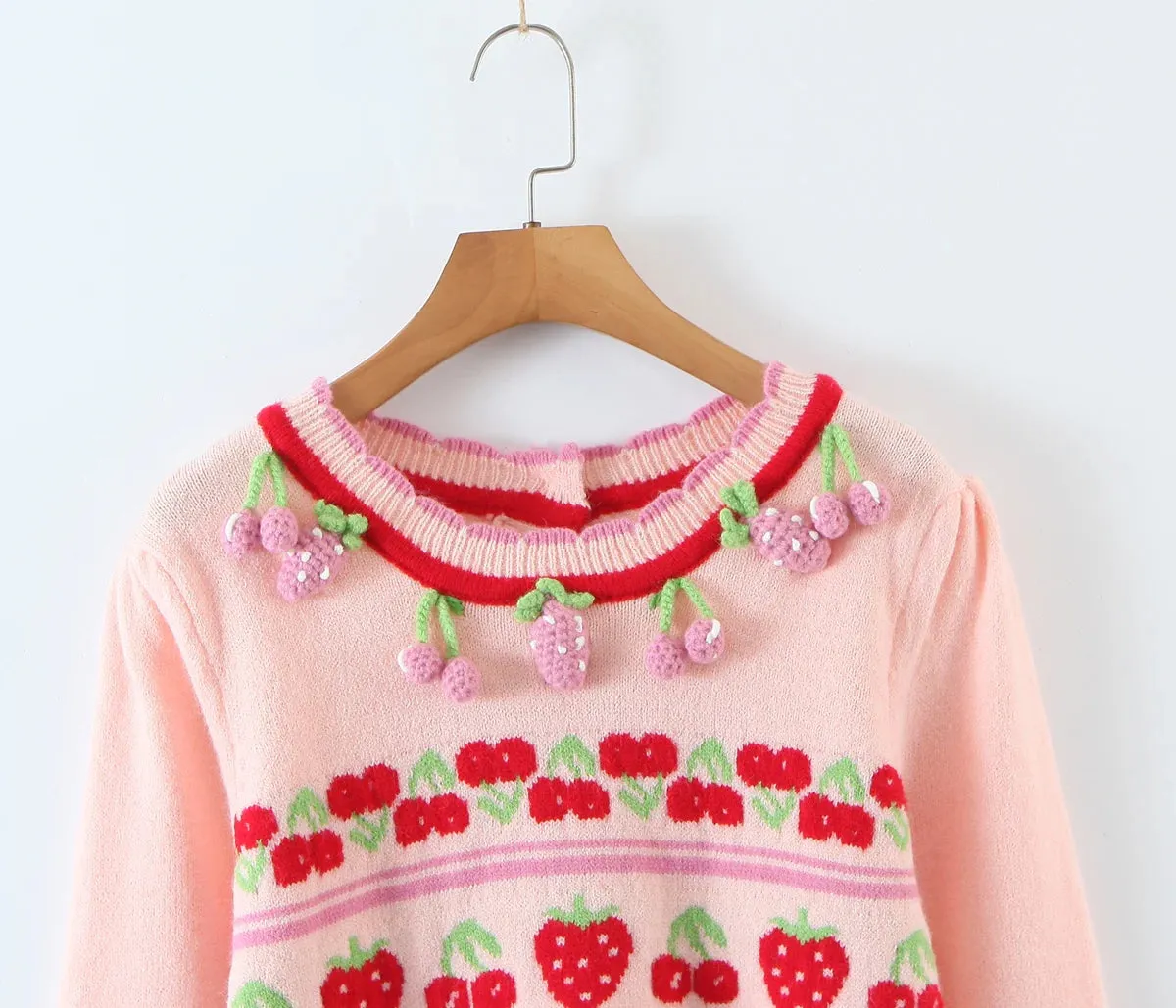 Pink Cherry & Strawberry Cropped Cardigan