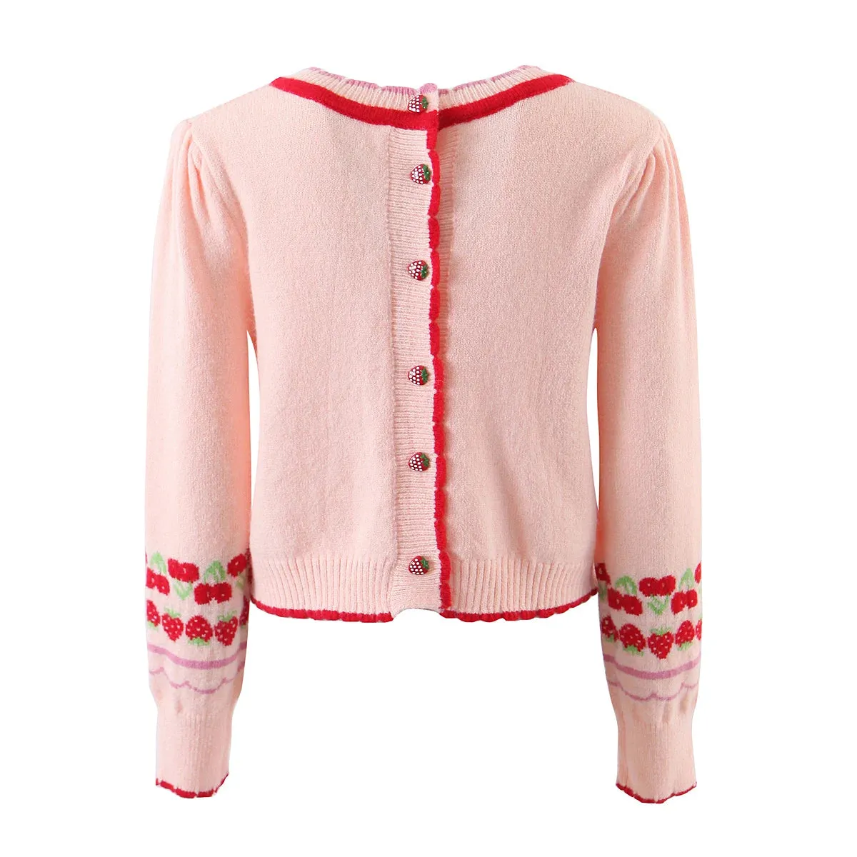 Pink Cherry & Strawberry Cropped Cardigan