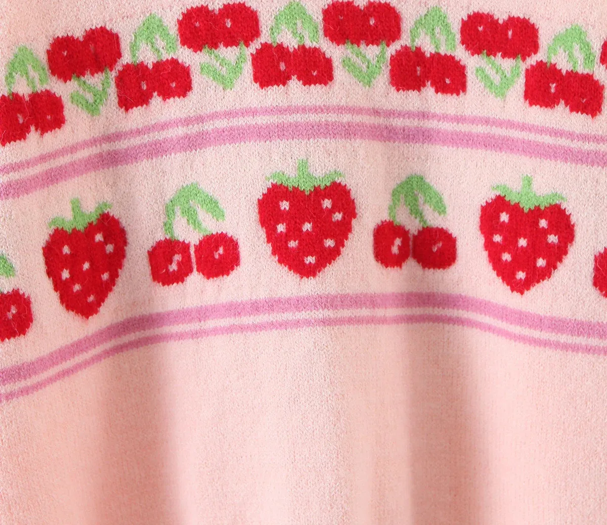 Pink Cherry & Strawberry Cropped Cardigan