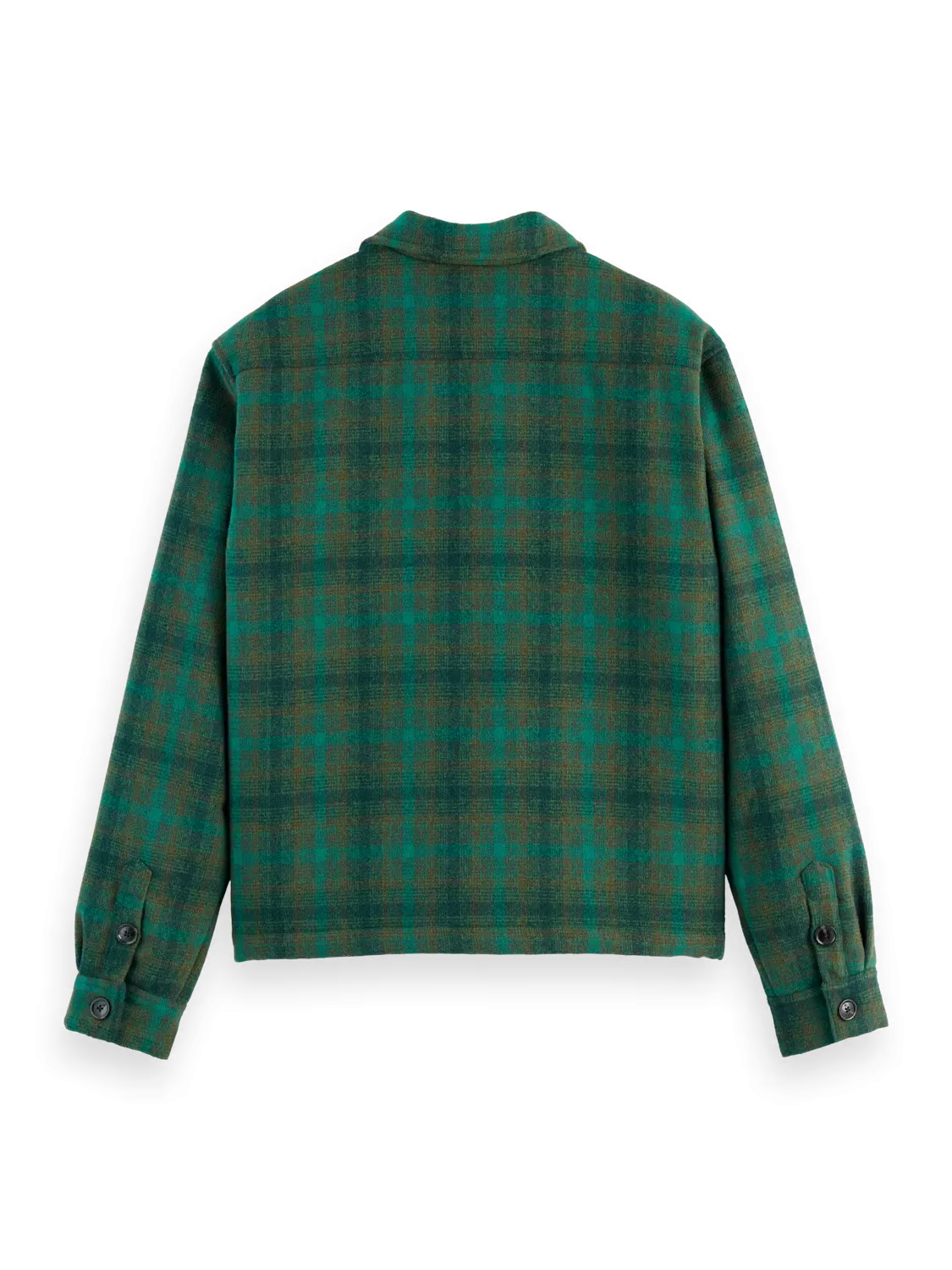 Relaxed-Fit Teddy-Lined Check Overshirt (Green) - 178626WI24300