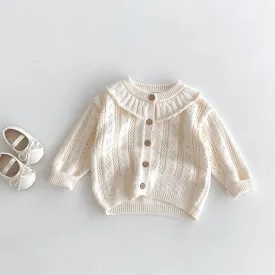 Ruffle Collar Knit Cardigan