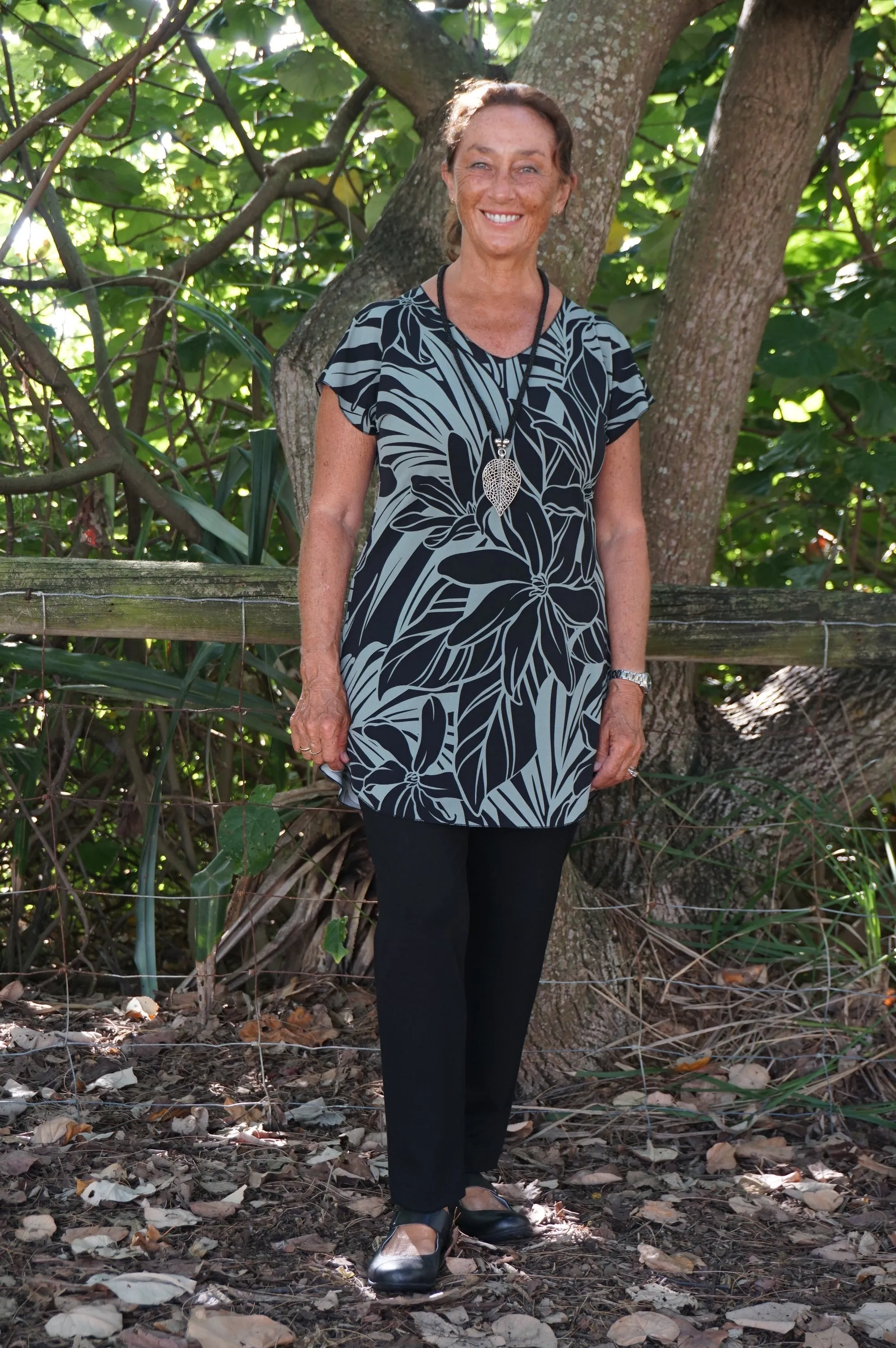 Sage Print Jersey Knit Tunic Top