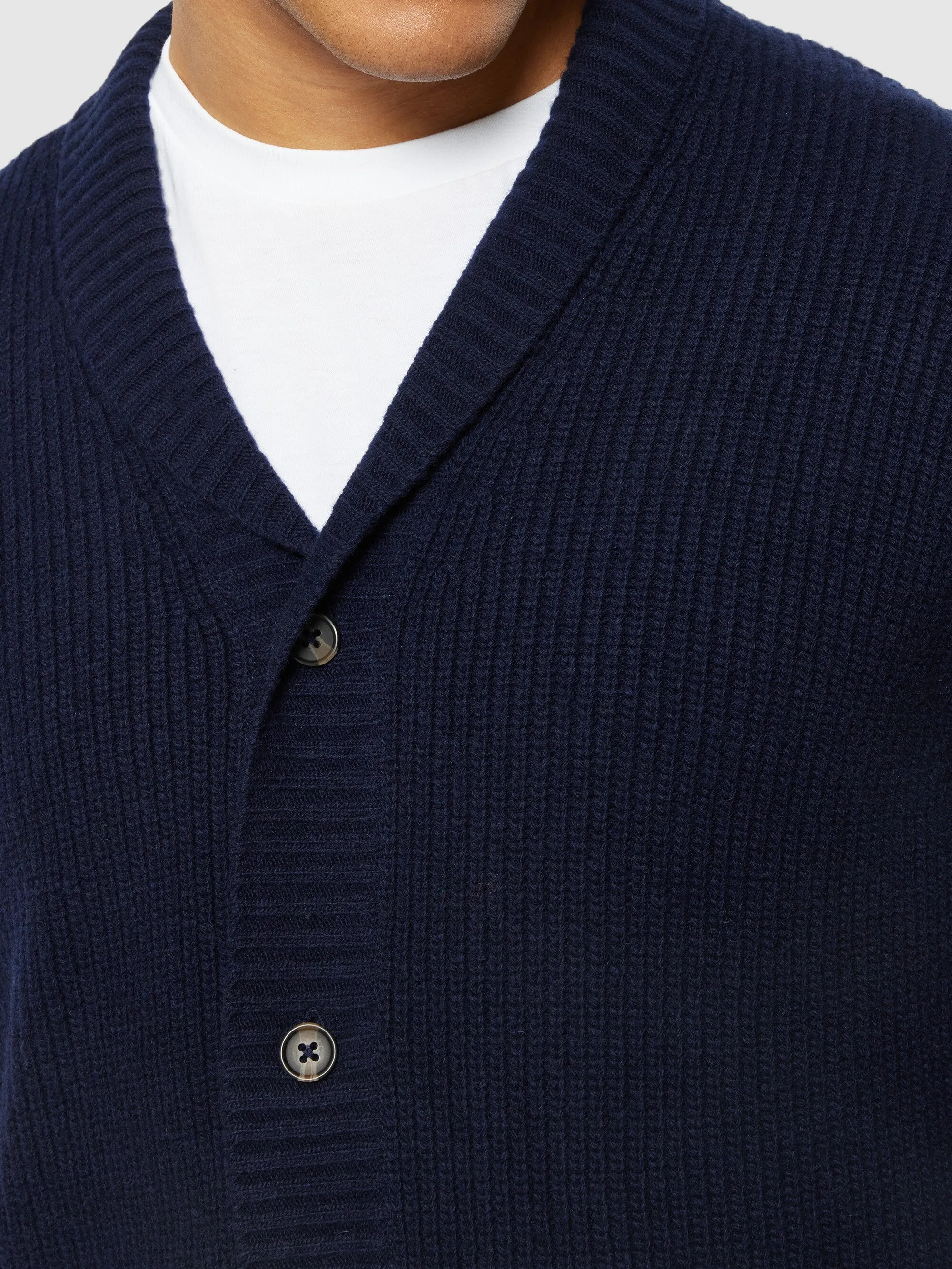 Shawl neck wool cardigan - RWS - Total Eclipse