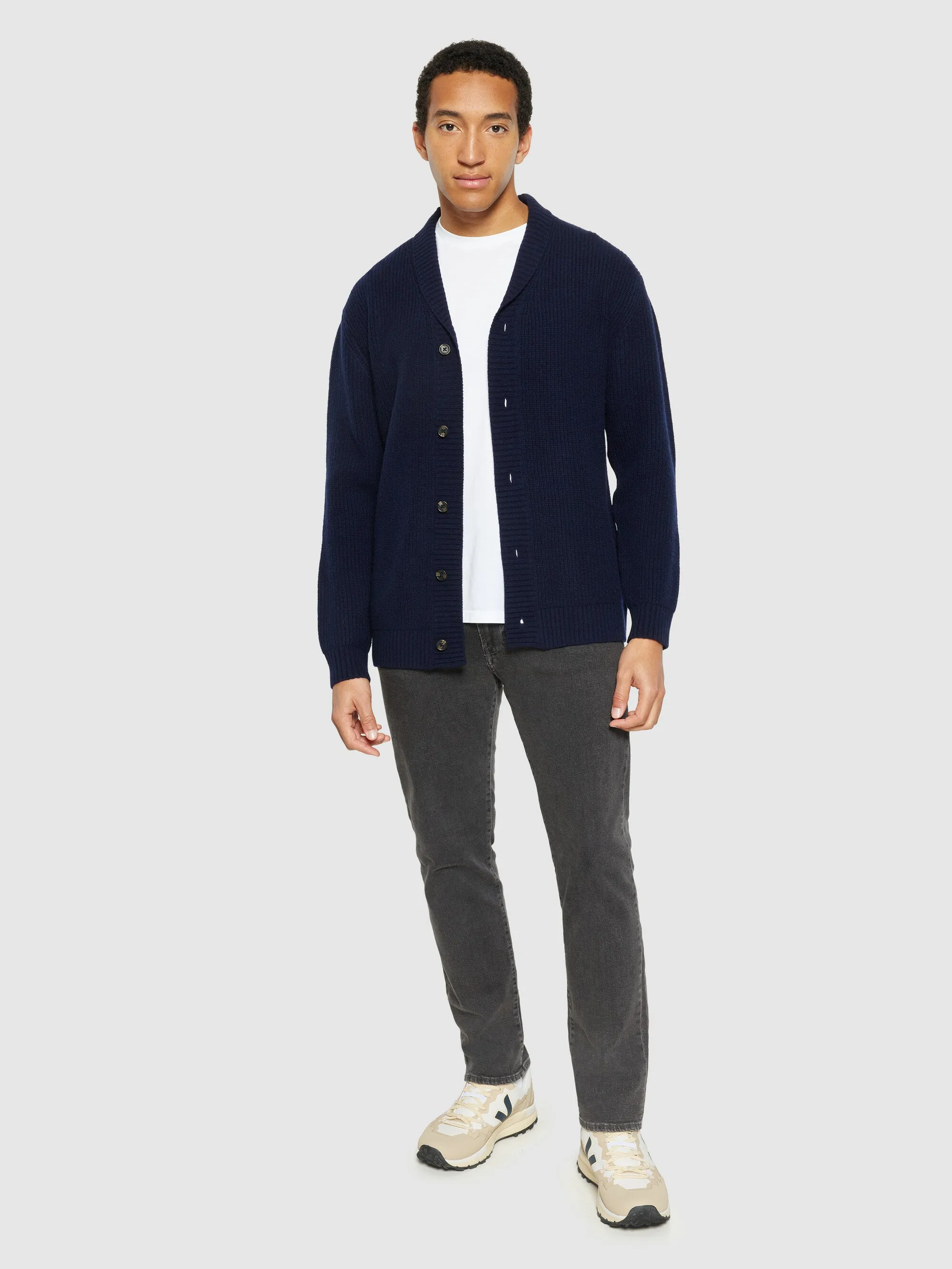 Shawl neck wool cardigan - RWS - Total Eclipse