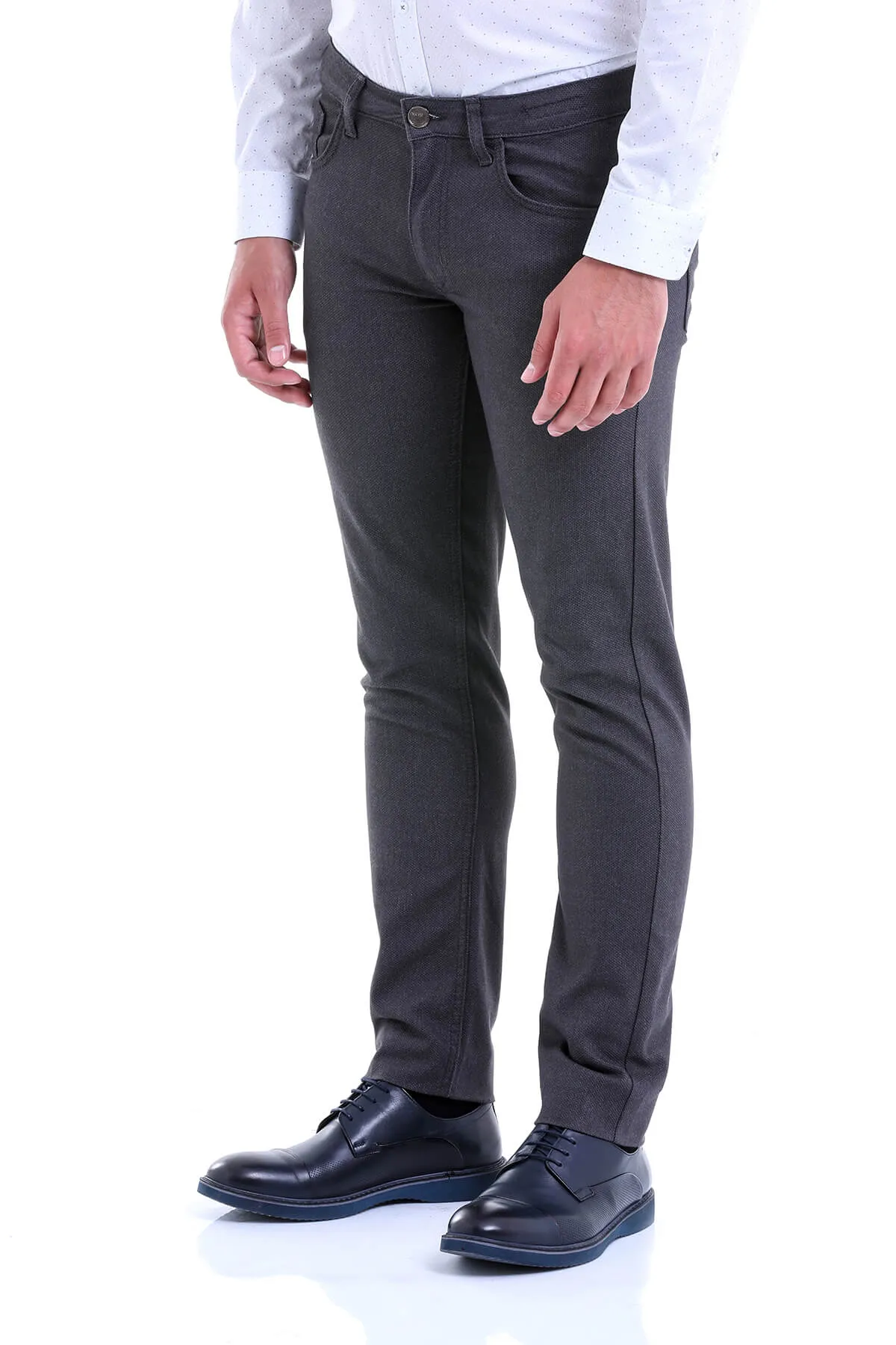 Slim Fit Gray Low Waist Cotton Casual Pants