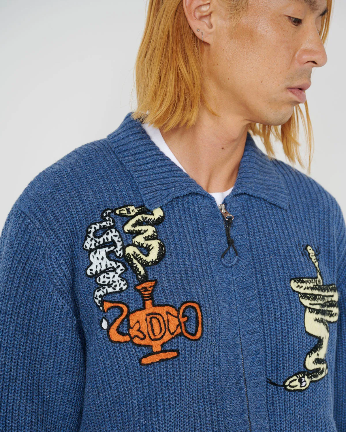 Snake Charmer Zip Up Cardigan - Blue