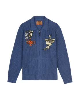 Snake Charmer Zip Up Cardigan - Blue