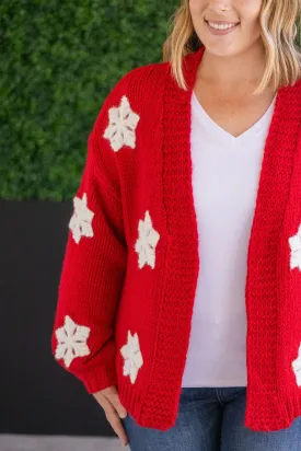 Snowflake Cardigan - Red