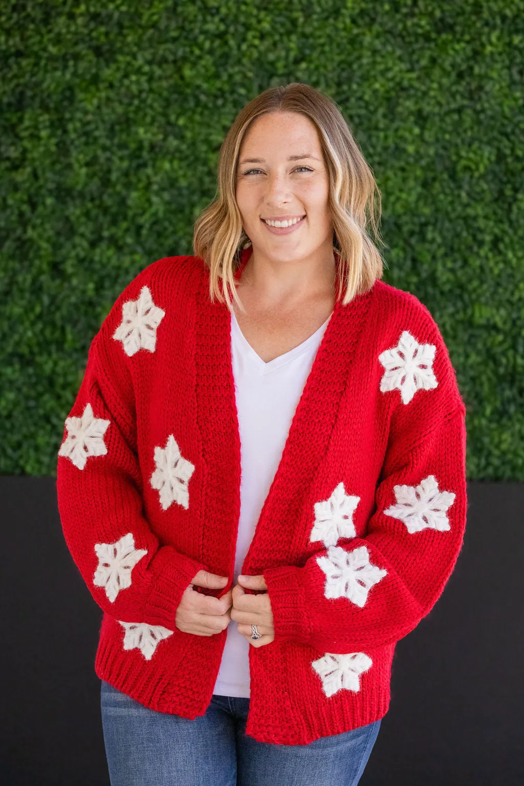 Snowflake Cardigan - Red