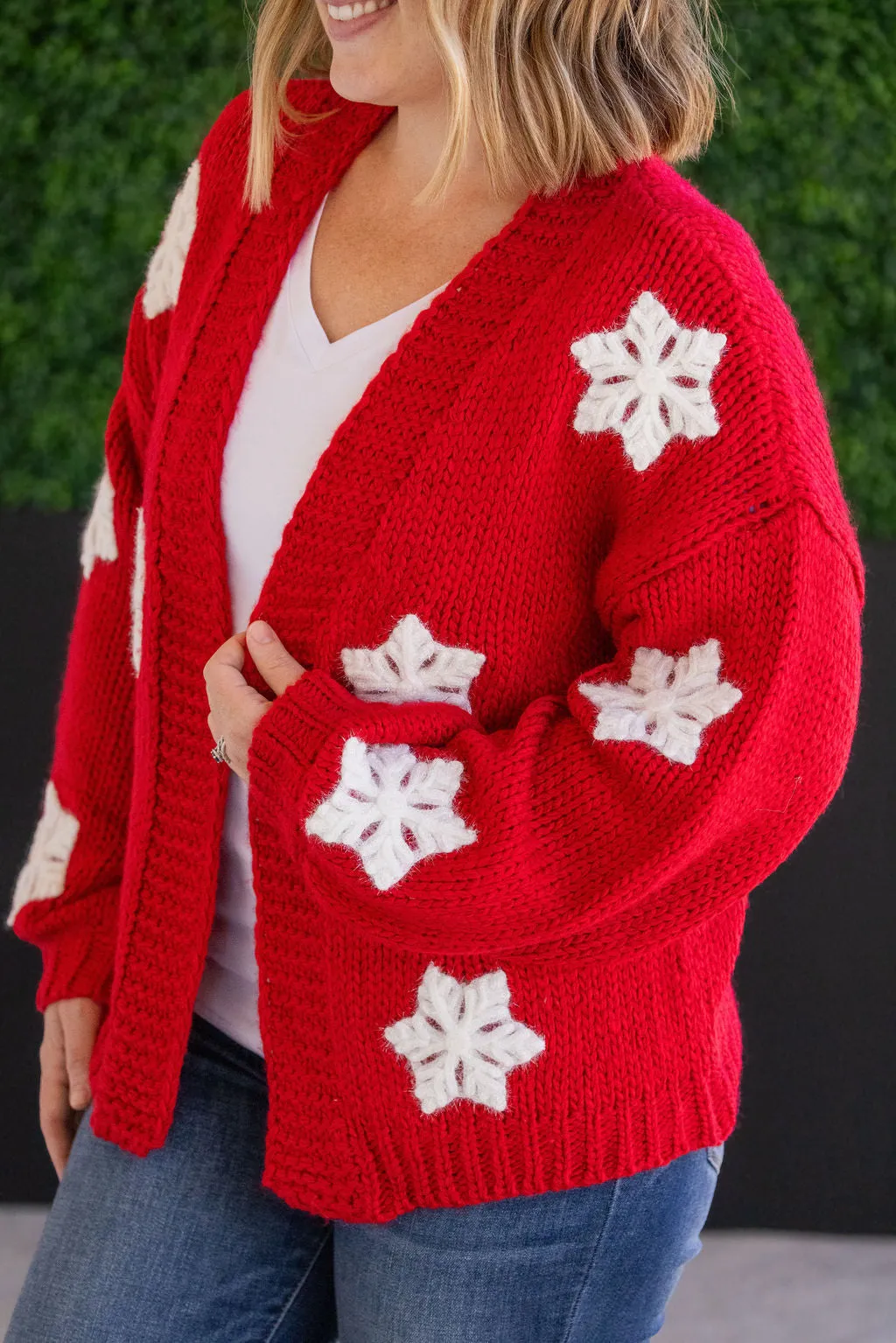 Snowflake Cardigan - Red