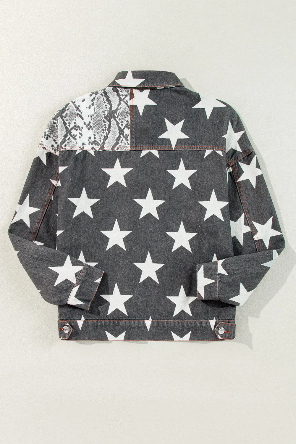 Star Snakeskin Patchwork Denim Jacket