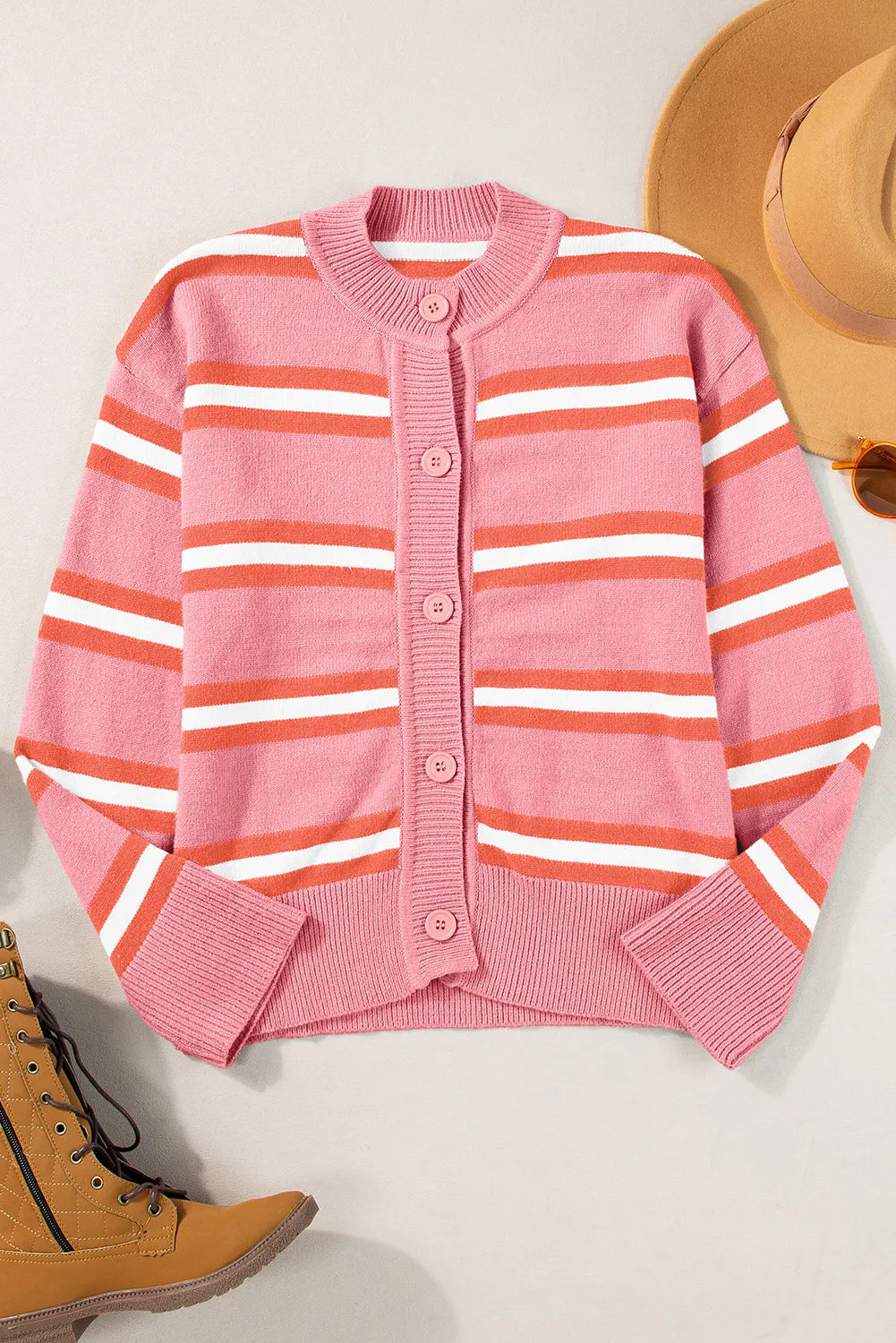 Stripe Drop Shoulder Cardigan Sweater