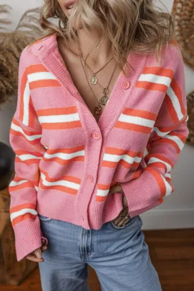 Stripe Drop Shoulder Cardigan Sweater