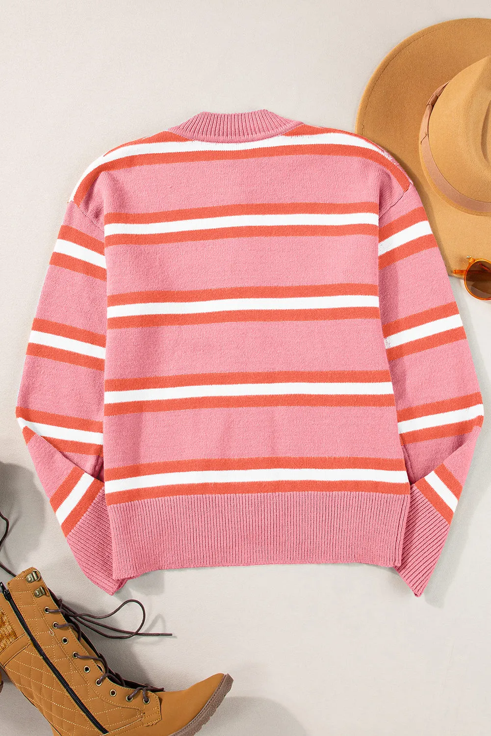 Stripe Drop Shoulder Cardigan Sweater