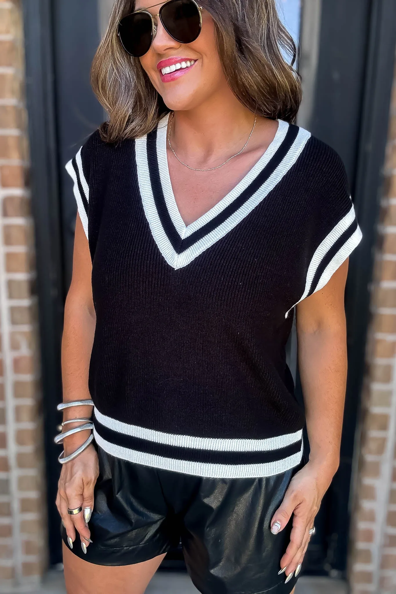 Striped Detail Sweater Vest