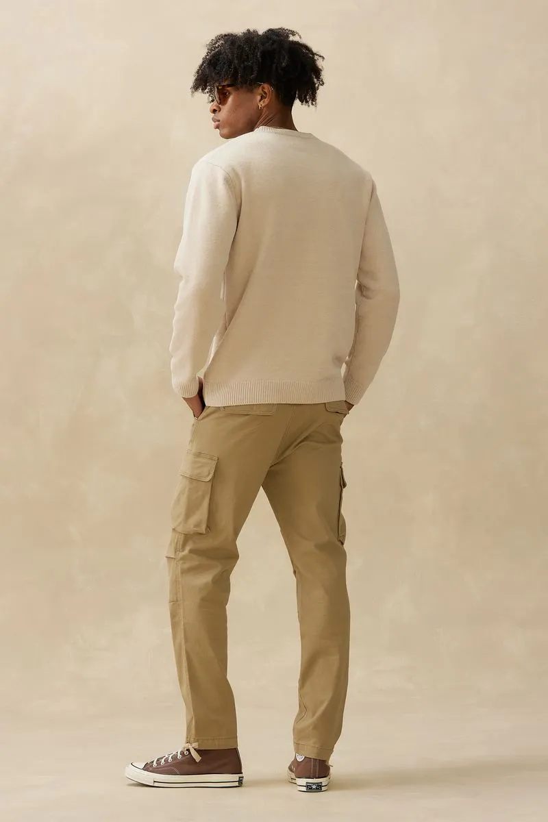 Textured Knit Crew (Beige)