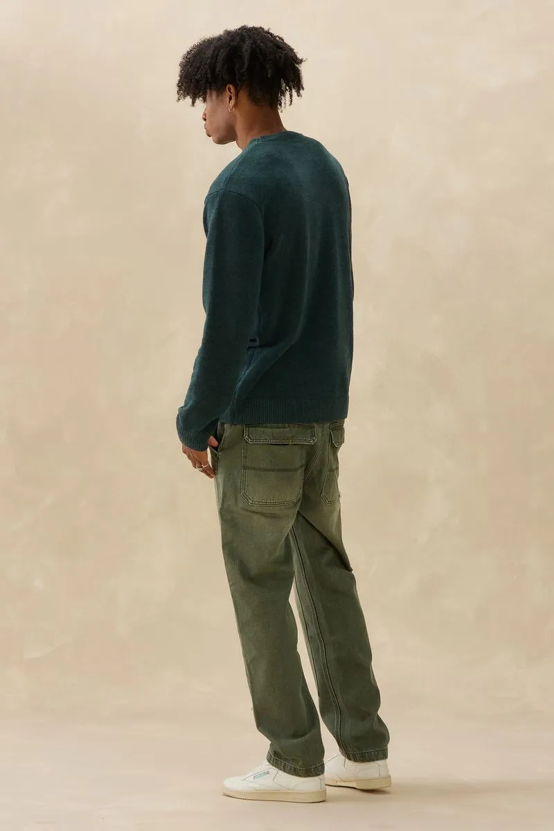 Textured Knit Crew (Spruce)