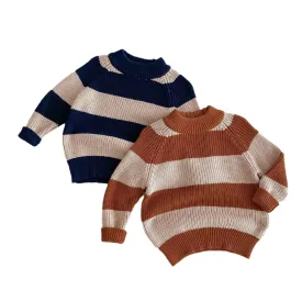 Toddler Baby Boy Girl Knit Sweater Color Block  Sweaters Kids Unisex