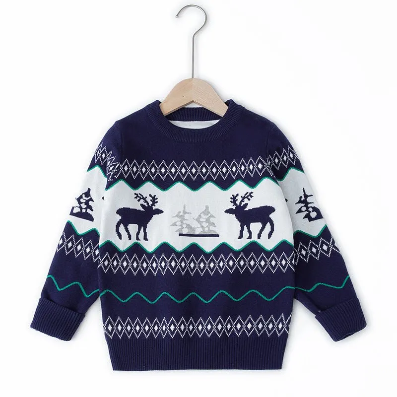 Toddler/Kid Reindeer Prints Christmas Sweater (3 Colors)