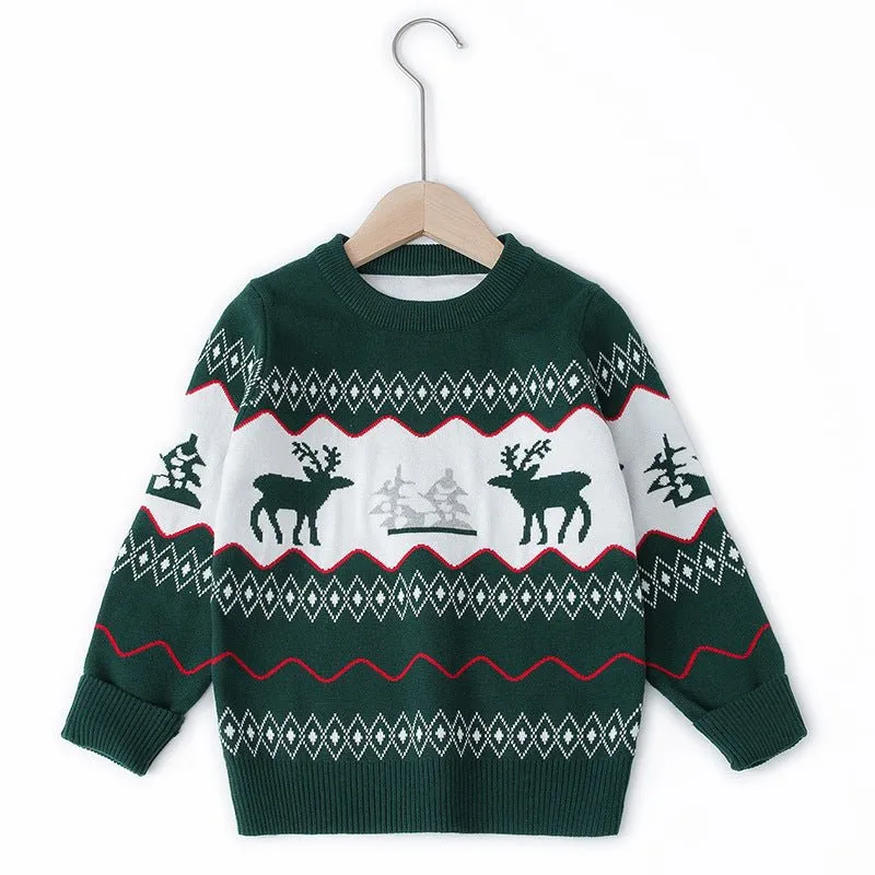 Toddler/Kid Reindeer Prints Christmas Sweater (3 Colors)