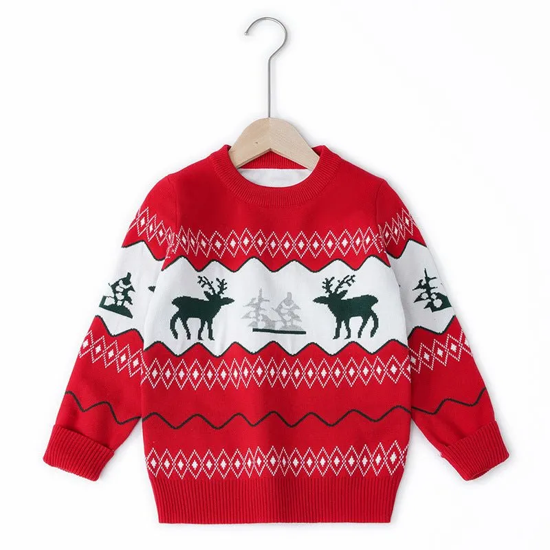 Toddler/Kid Reindeer Prints Christmas Sweater (3 Colors)