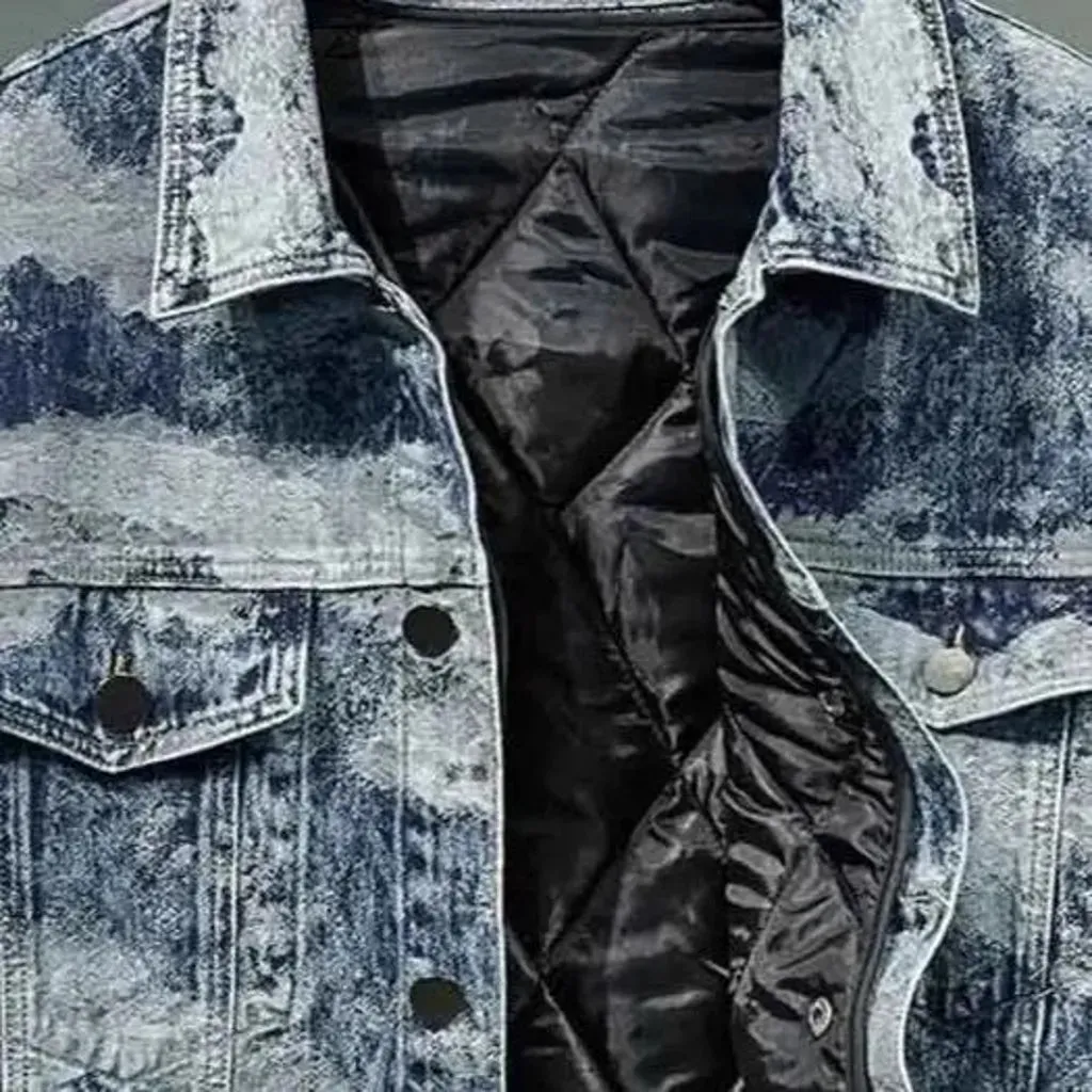 Two tone painted street men's denim jacket