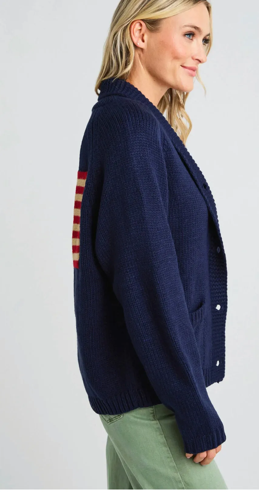 Varsity Flag Cardigan-Navy