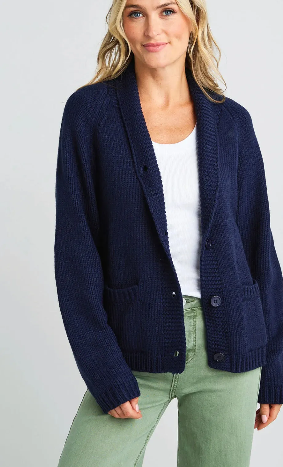 Varsity Flag Cardigan-Navy