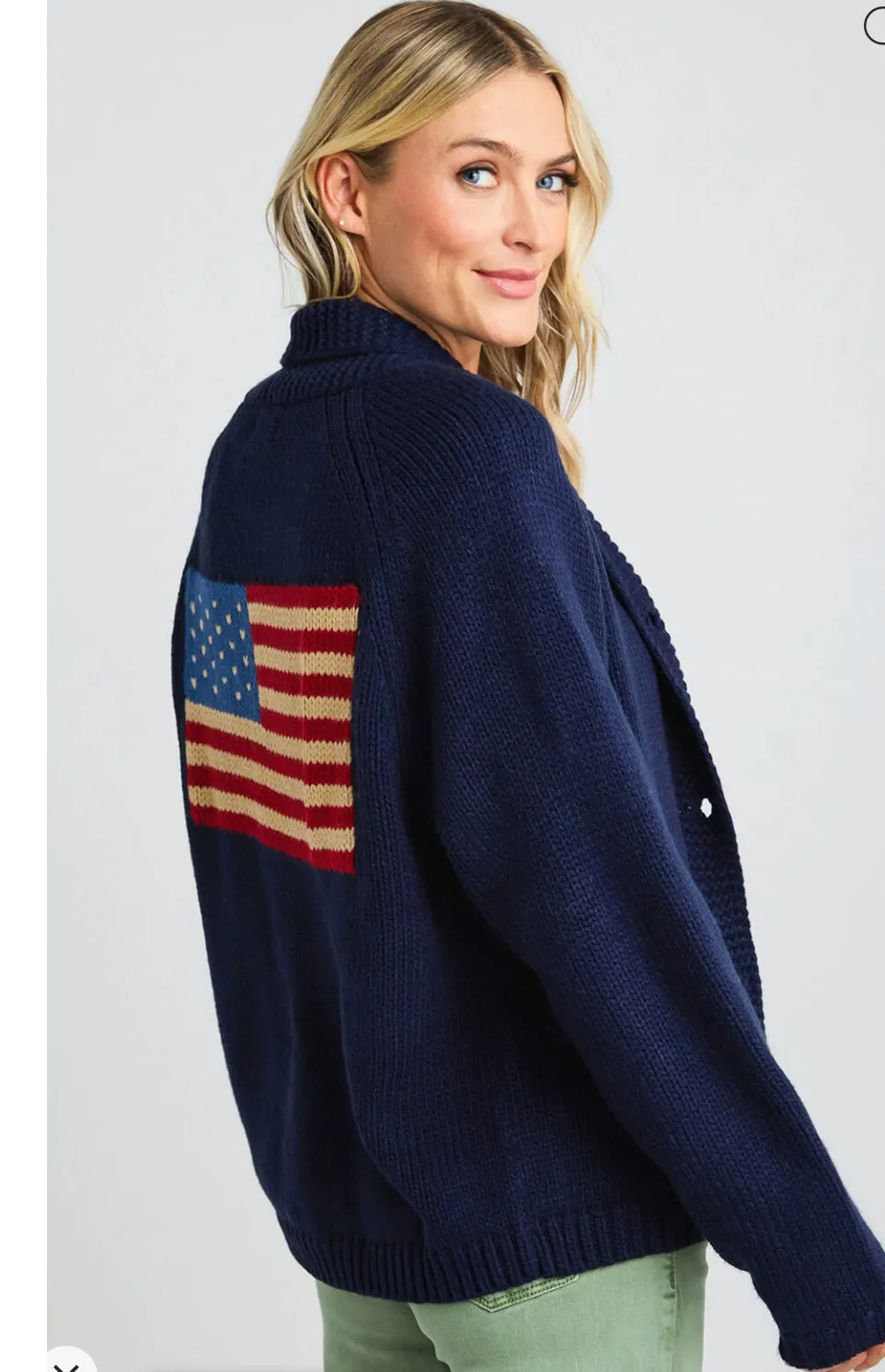 Varsity Flag Cardigan-Navy