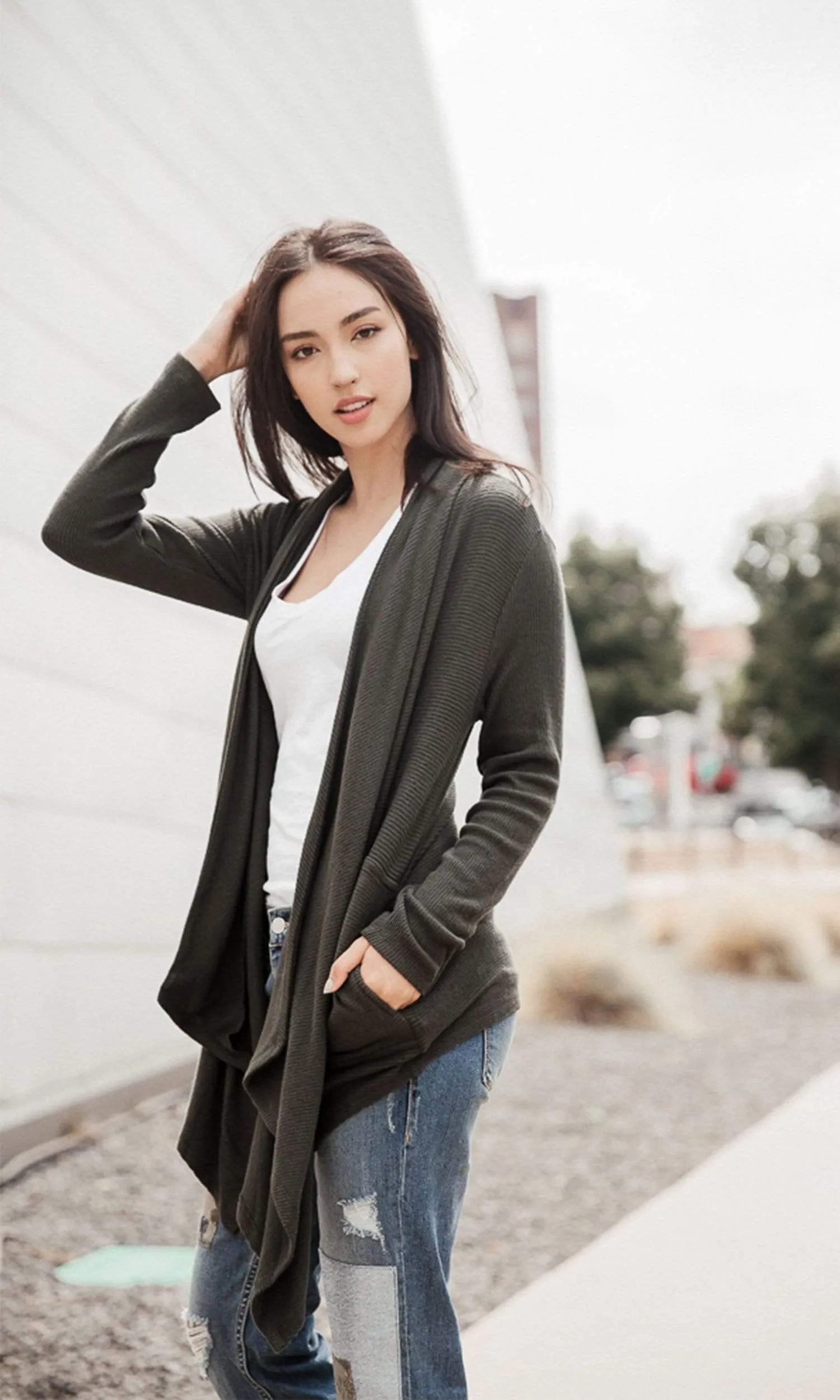 Velvet by Graham & Spencer Soraya Cozy Jersey Ribbed Cardigan