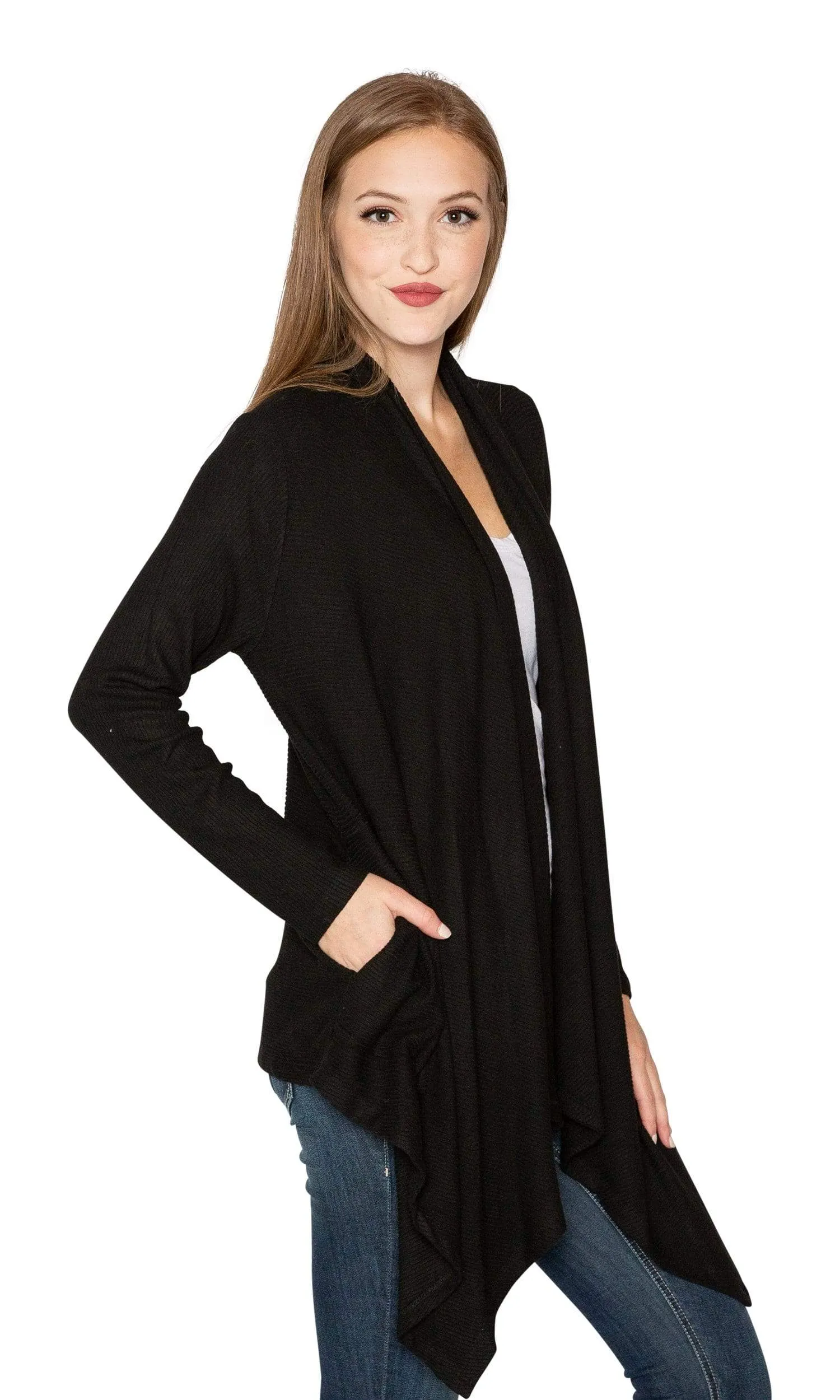 Velvet by Graham & Spencer Soraya Cozy Jersey Ribbed Cardigan