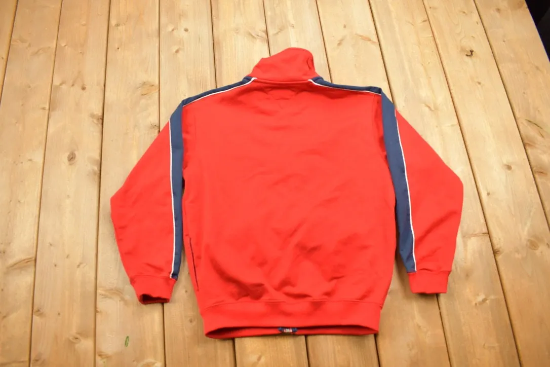 Vintage 1990s Tommy Hilfiger Zip Up Colour Block Warm Up Sweatshirt