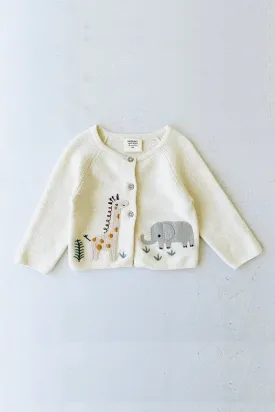 Viverano Animal Safari Embroidered Baby Cardigan Sweater