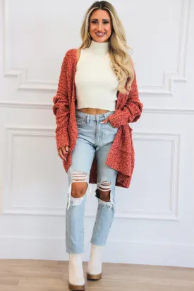 Warm Up Sweater Knit Cardigan: Marsala