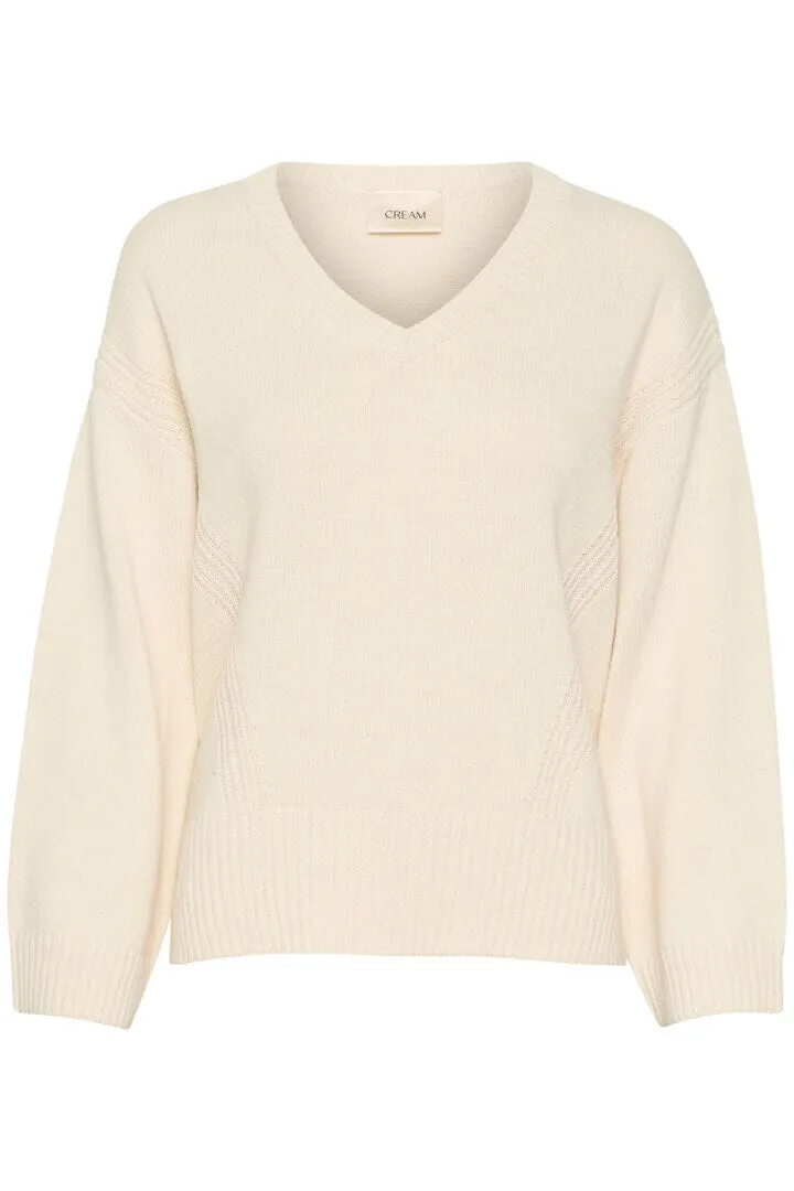 WINTER WHITE V NECK SWEATER