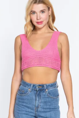 Women's Textured Crop Sweater Tank Top