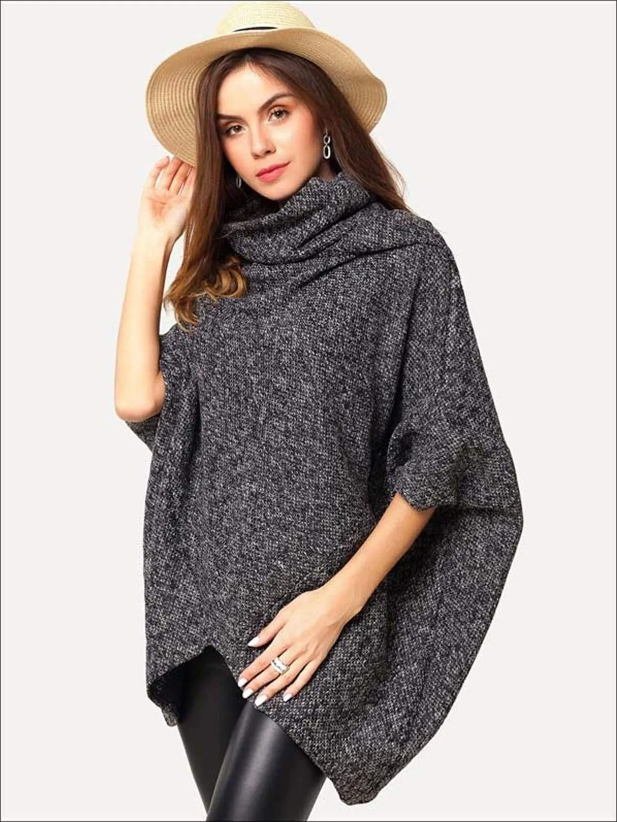 Women's Trendy Asymmetrical Edge Poncho Sweater