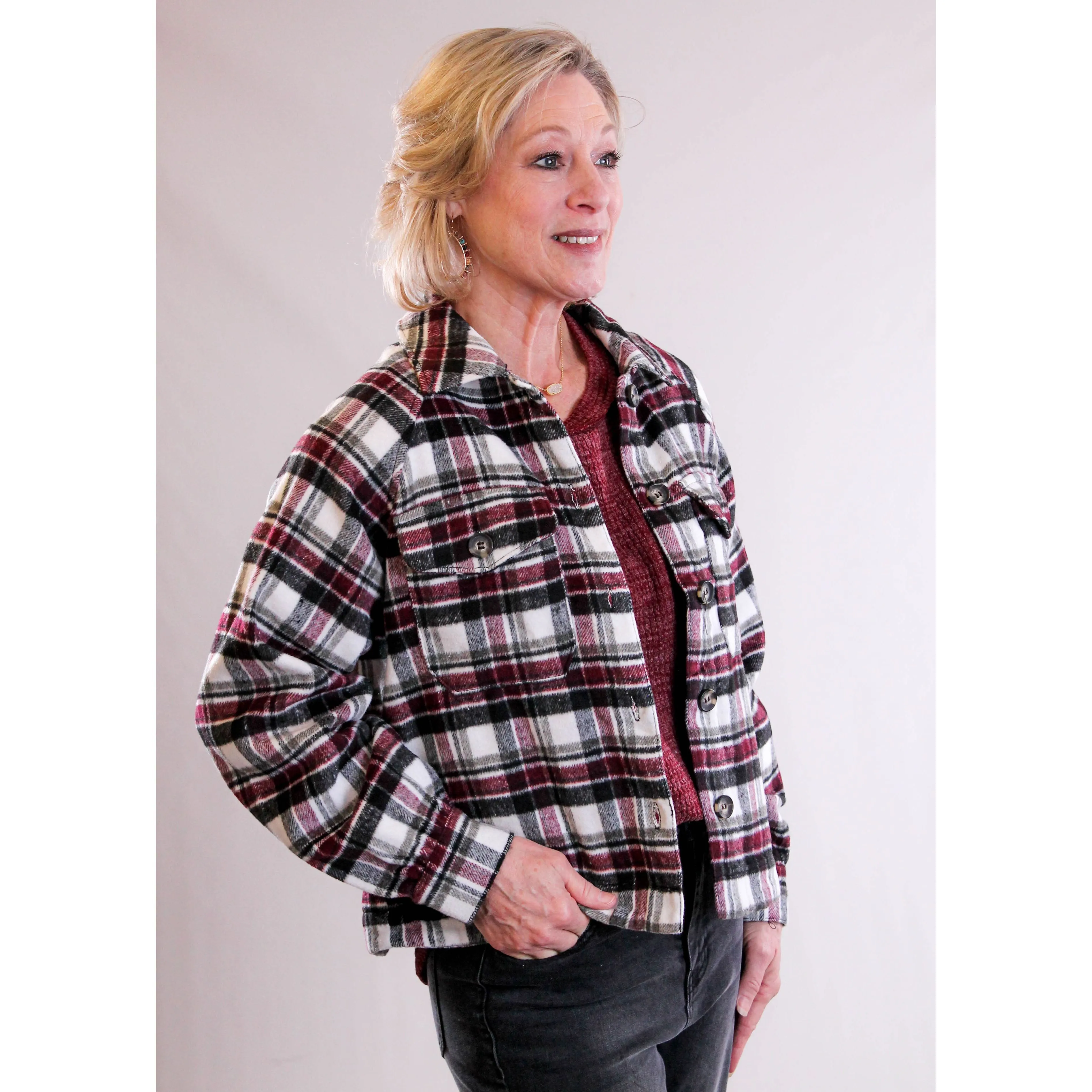 YMI Short Plaid Shacket